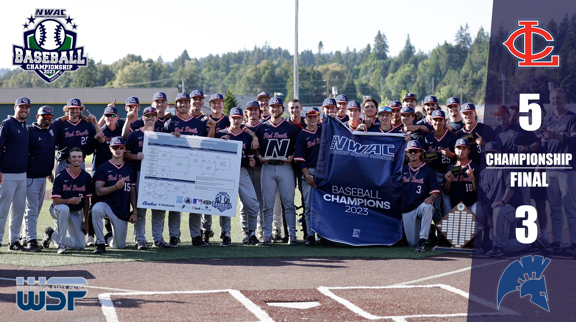 Red Devils Claim Record 15th NWAC Baseball Championship with 5-3 Win Over Tacoma